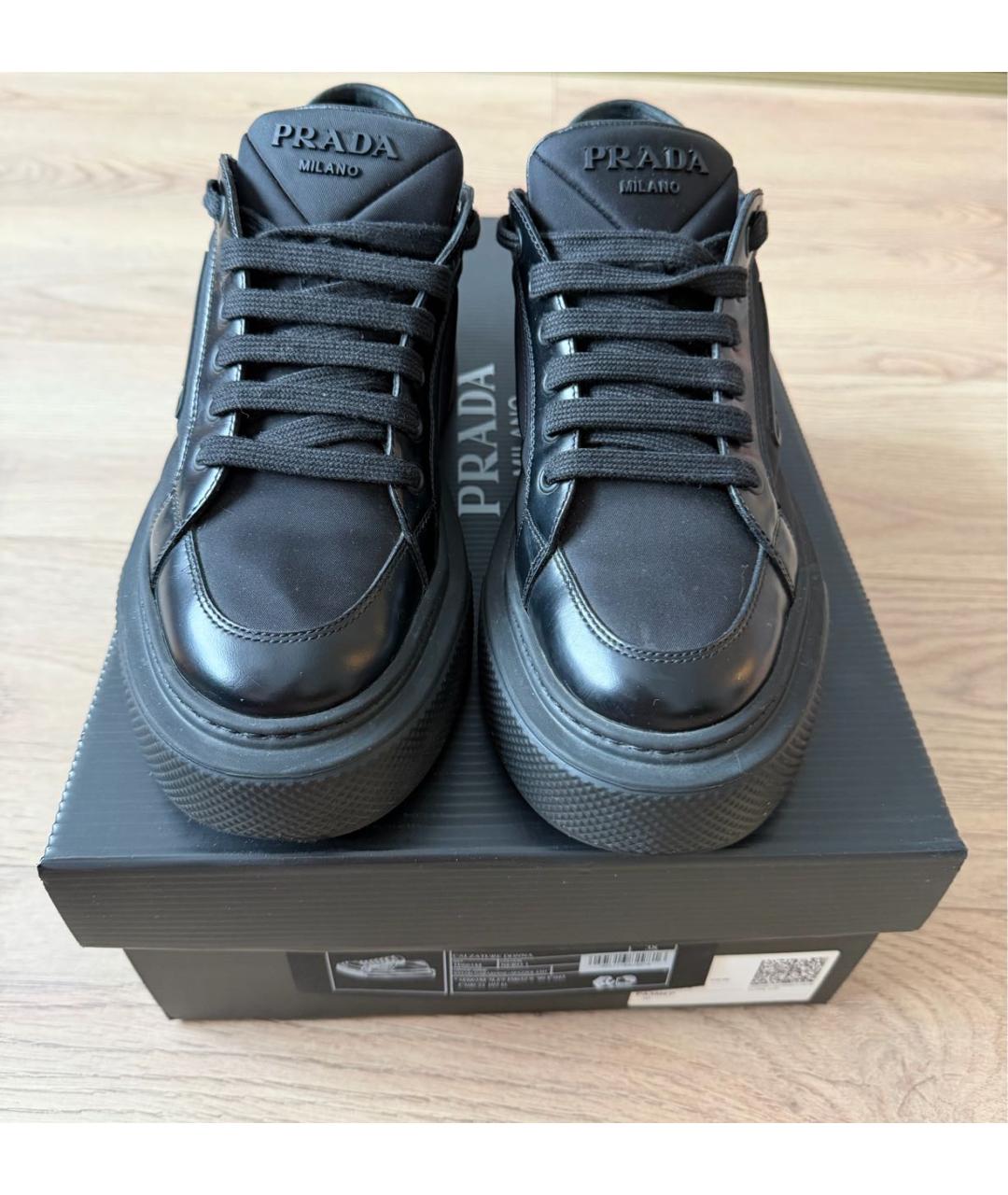 PRADA Черные кожаные кеды, фото 2