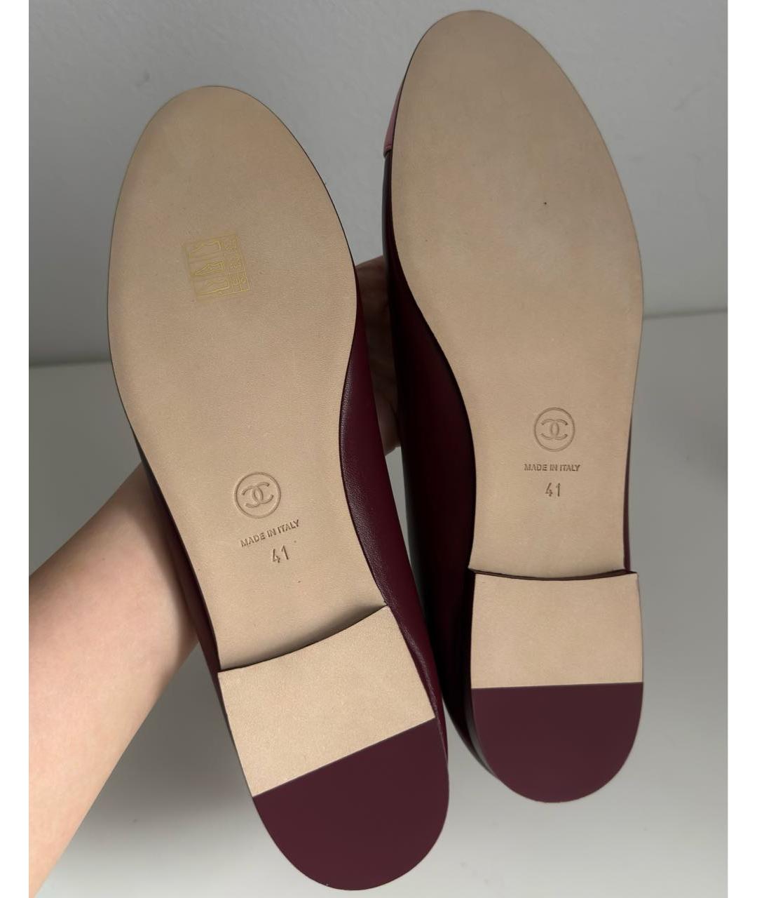 CHANEL Бордовые балетки из лакированной кожи, фото 7