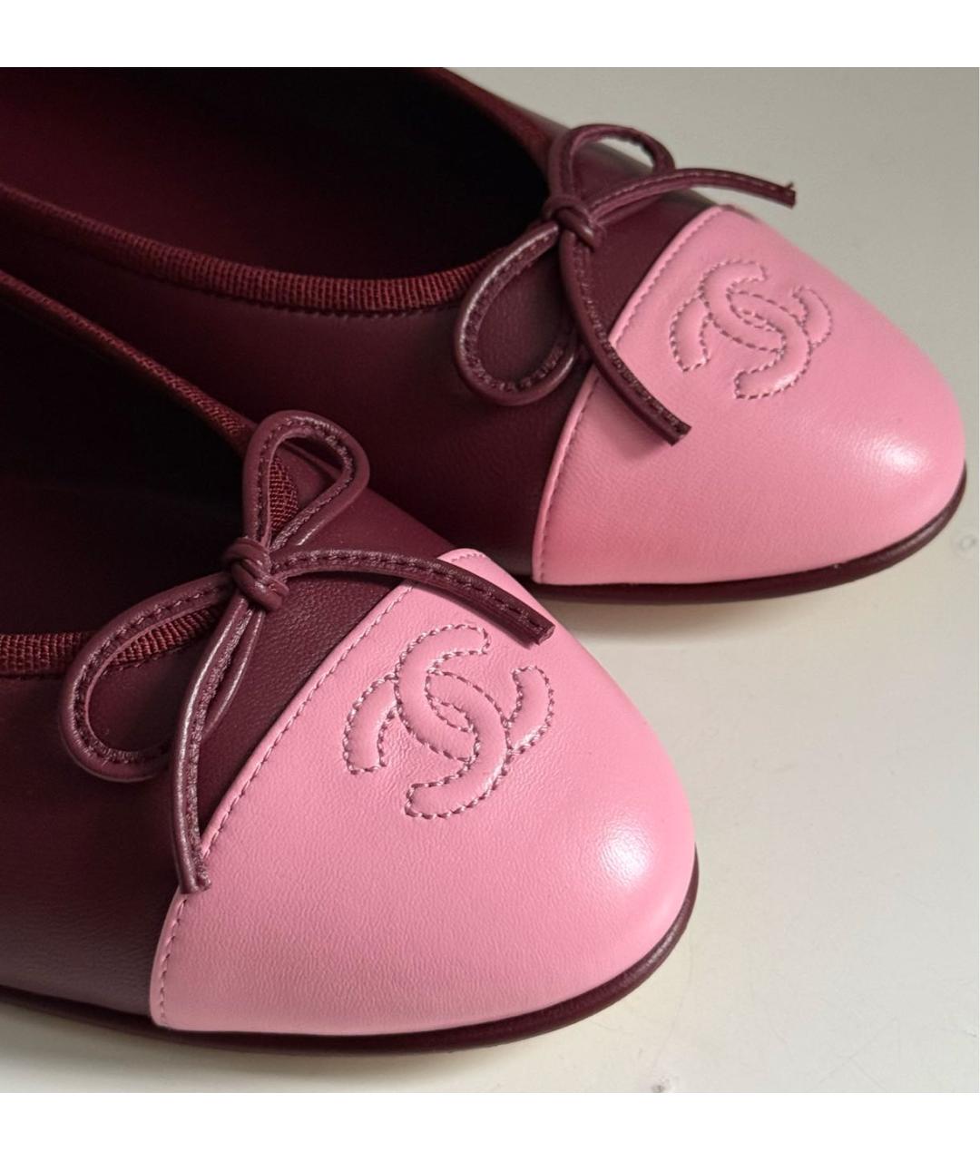 CHANEL Бордовые балетки из лакированной кожи, фото 6