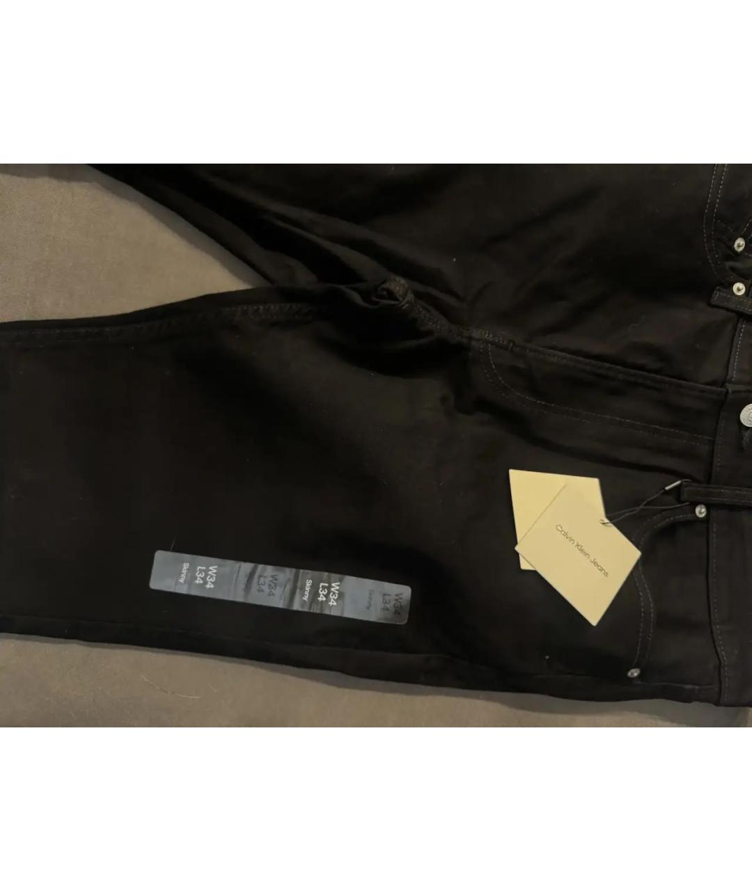 CALVIN KLEIN Черные хлопковые джинсы скинни, фото 3