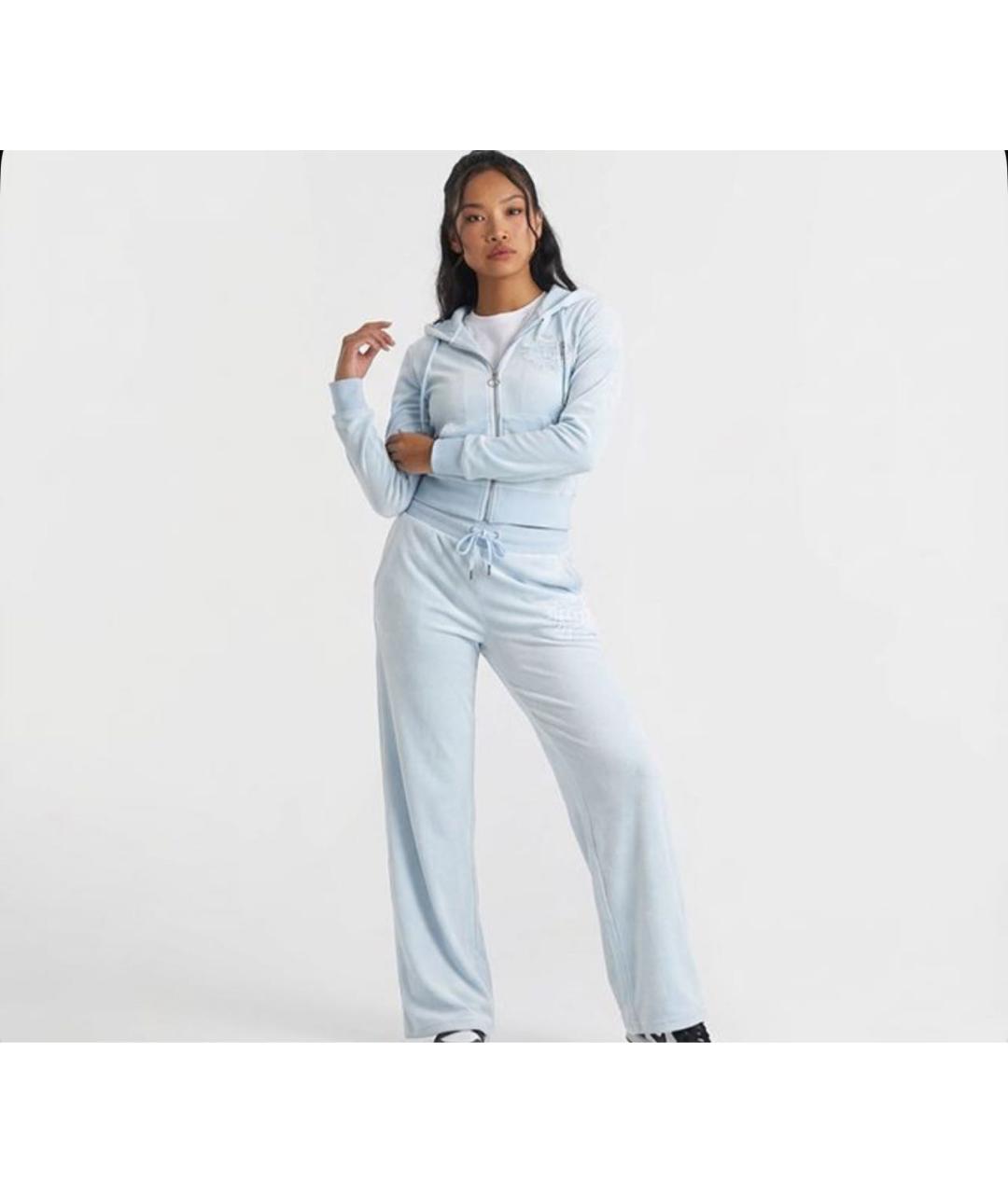 JUICY COUTURE Голубой велюровый костюм с брюками, фото 6