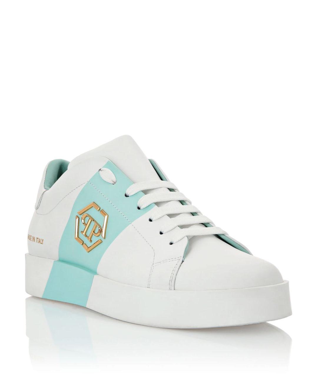 PHILIPP PLEIN Белые кожаные кеды, фото 2