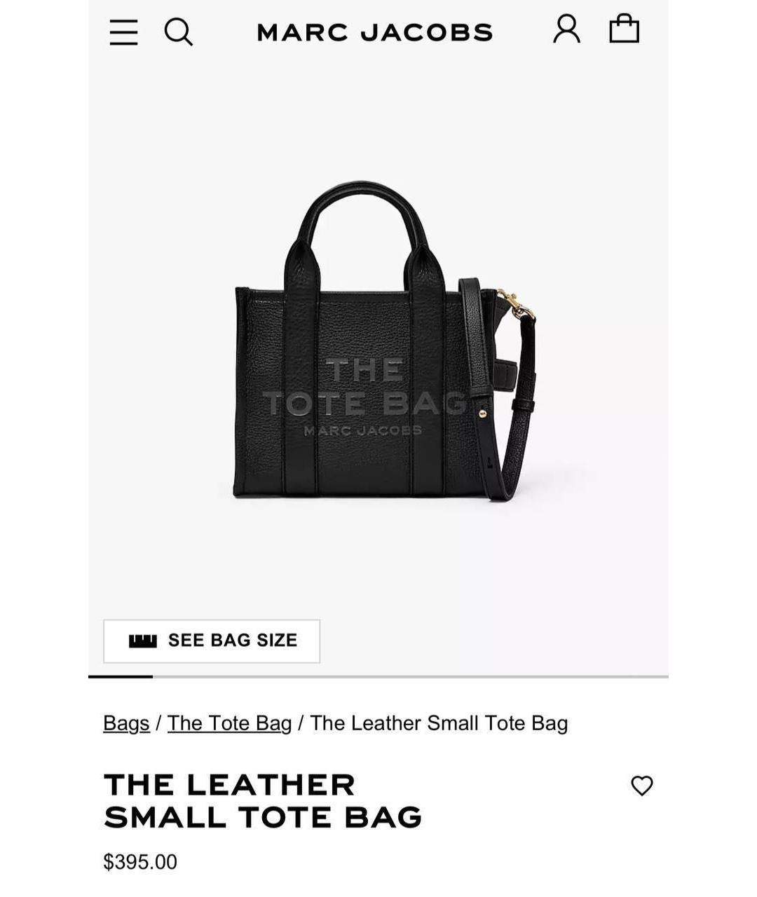 MARC JACOBS Черная кожаная сумка тоут, фото 3
