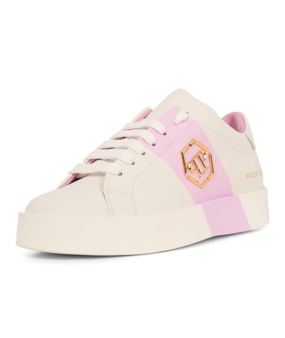 PHILIPP PLEIN Белые кожаные кеды, фото 2