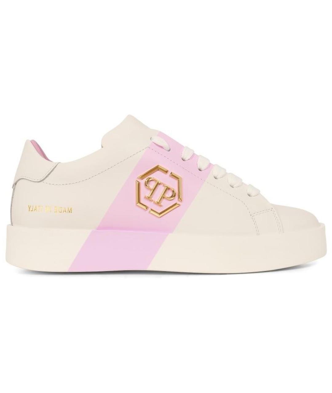 PHILIPP PLEIN Белые кожаные кеды, фото 1