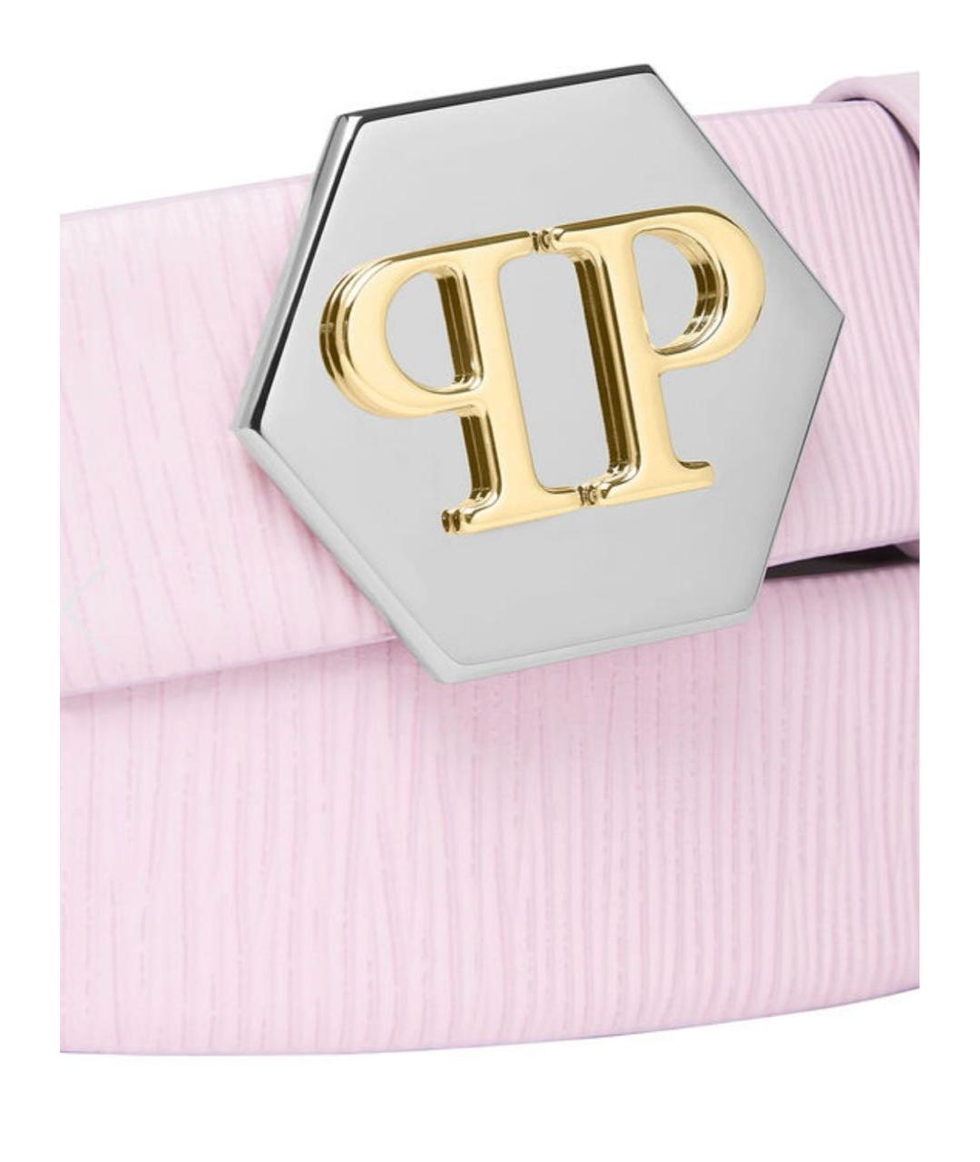 PHILIPP PLEIN Розовый кожаный ремень, фото 2