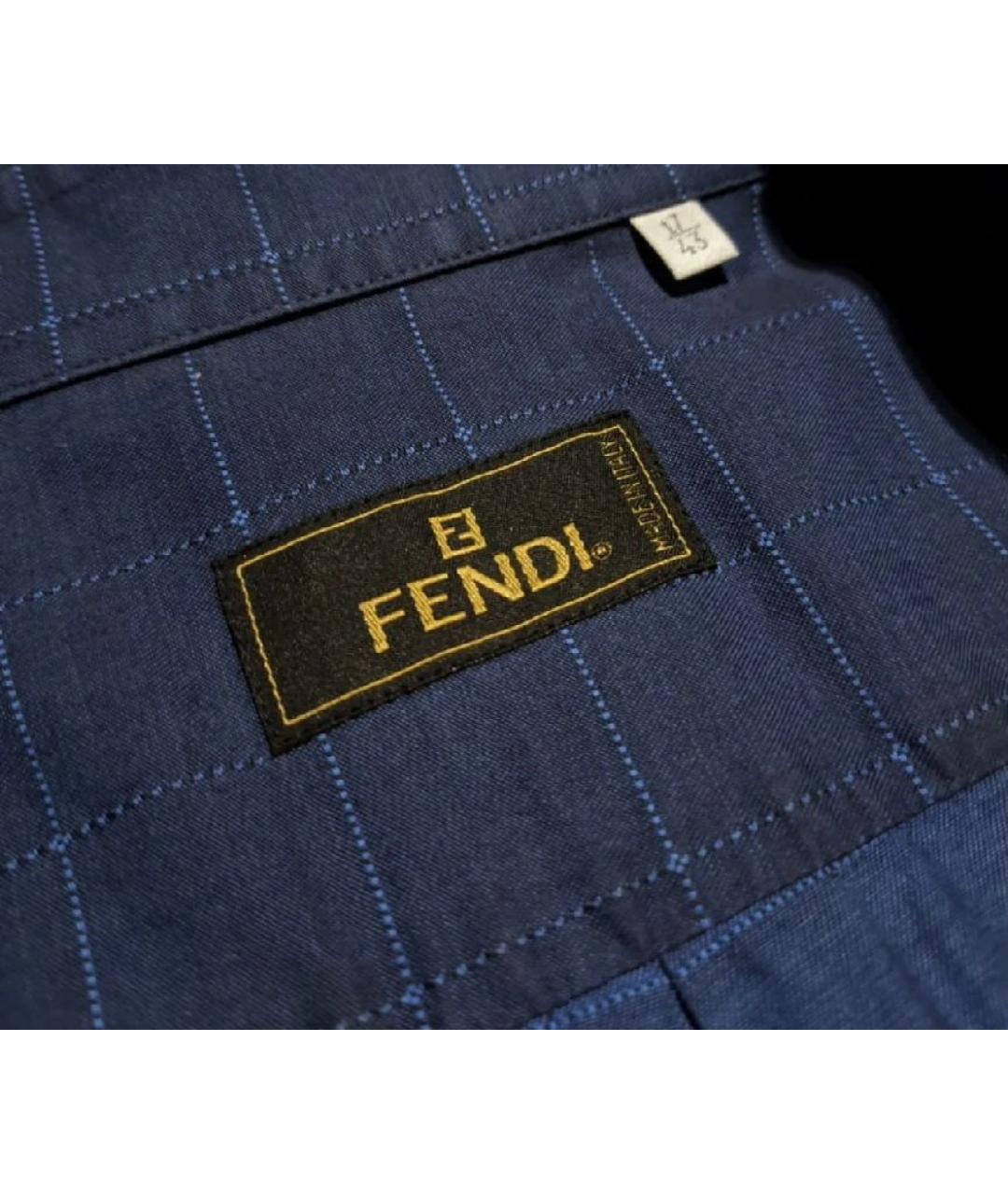 FENDI Темно-синяя хлопковая кэжуал рубашка, фото 4