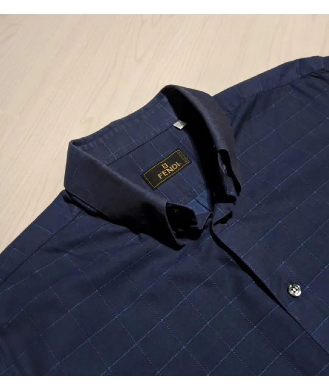 FENDI Темно-синяя хлопковая кэжуал рубашка, фото 3