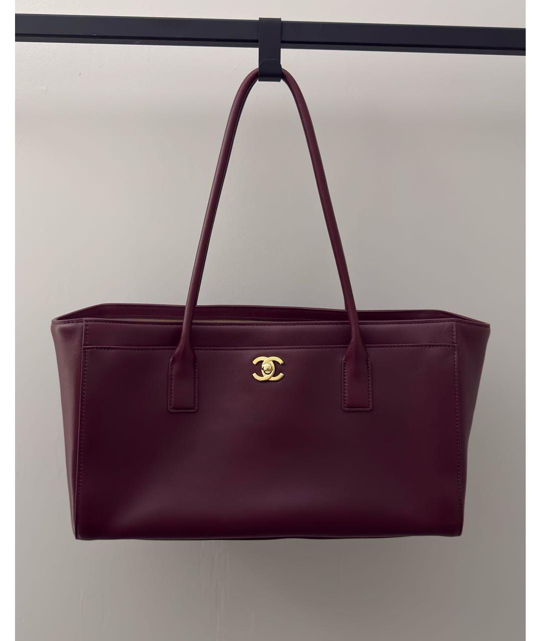 CHANEL Бордовая кожаная сумка тоут, фото 5