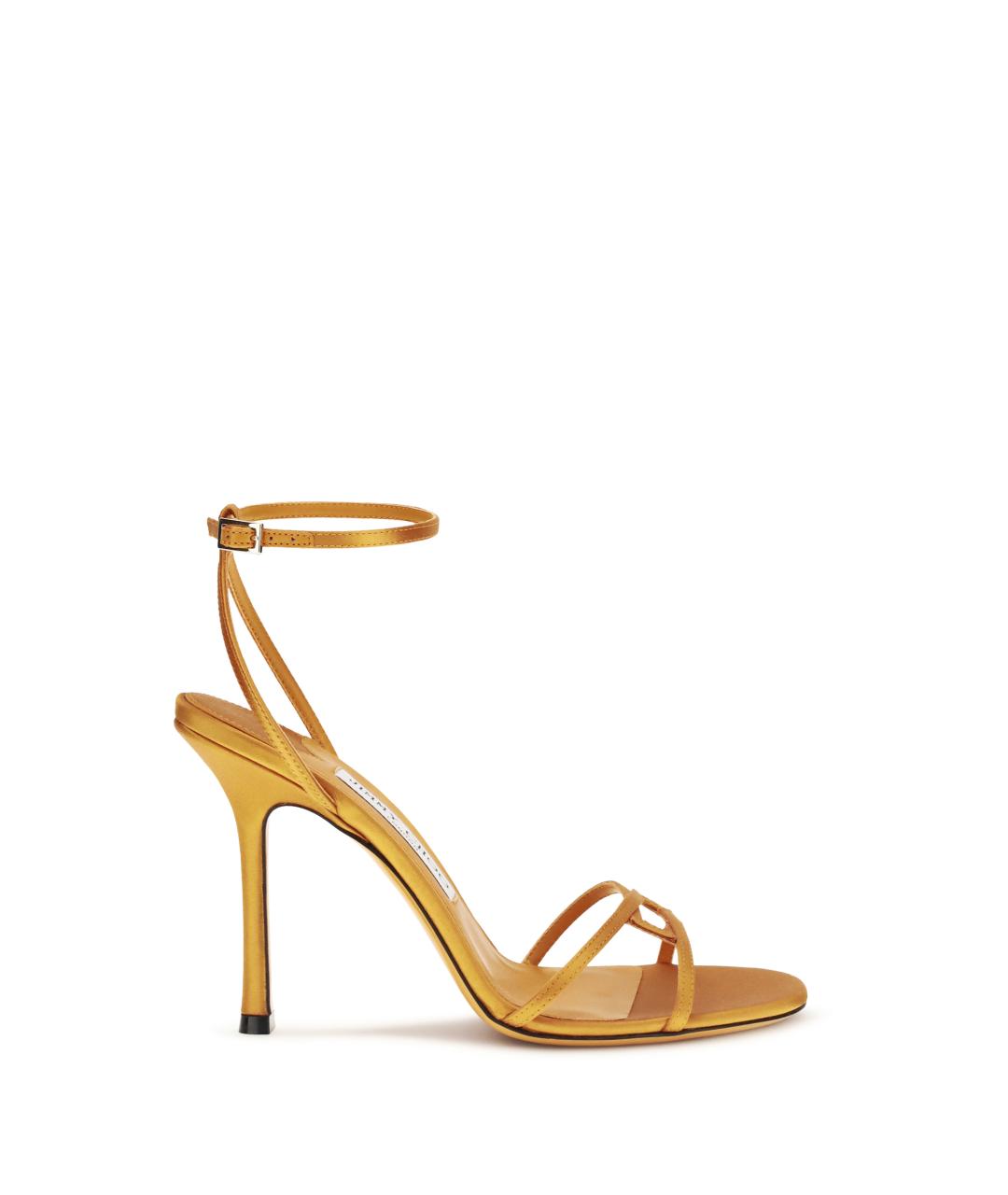 JIMMY CHOO Золотые текстильные босоножки, фото 1