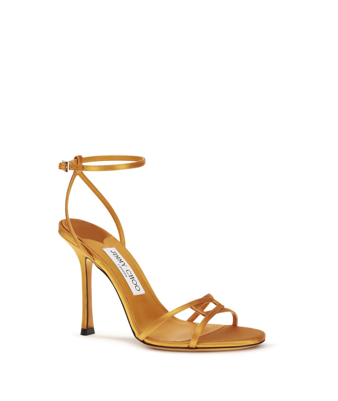 JIMMY CHOO Золотые текстильные босоножки, фото 2