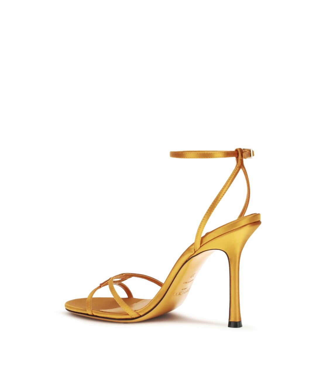 JIMMY CHOO Золотые текстильные босоножки, фото 3