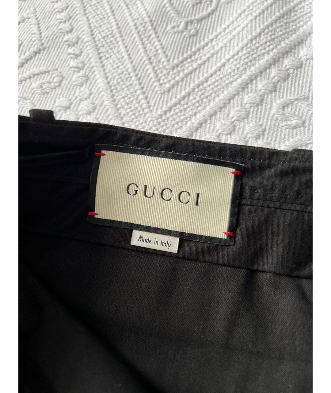 GUCCI Черные шерстяные прямые брюки, фото 3