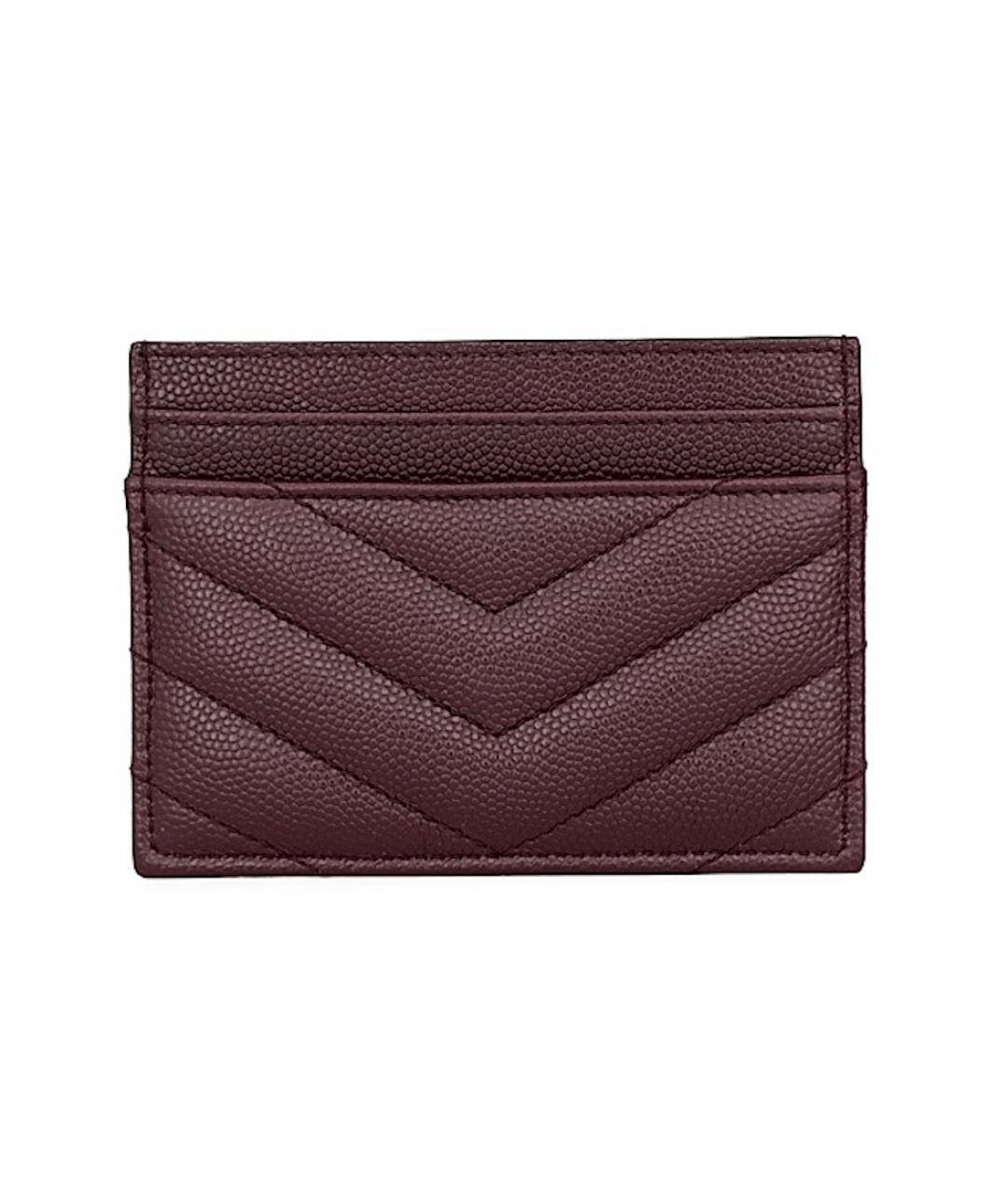 SAINT LAURENT Бордовый кожаный кардхолдер, фото 2
