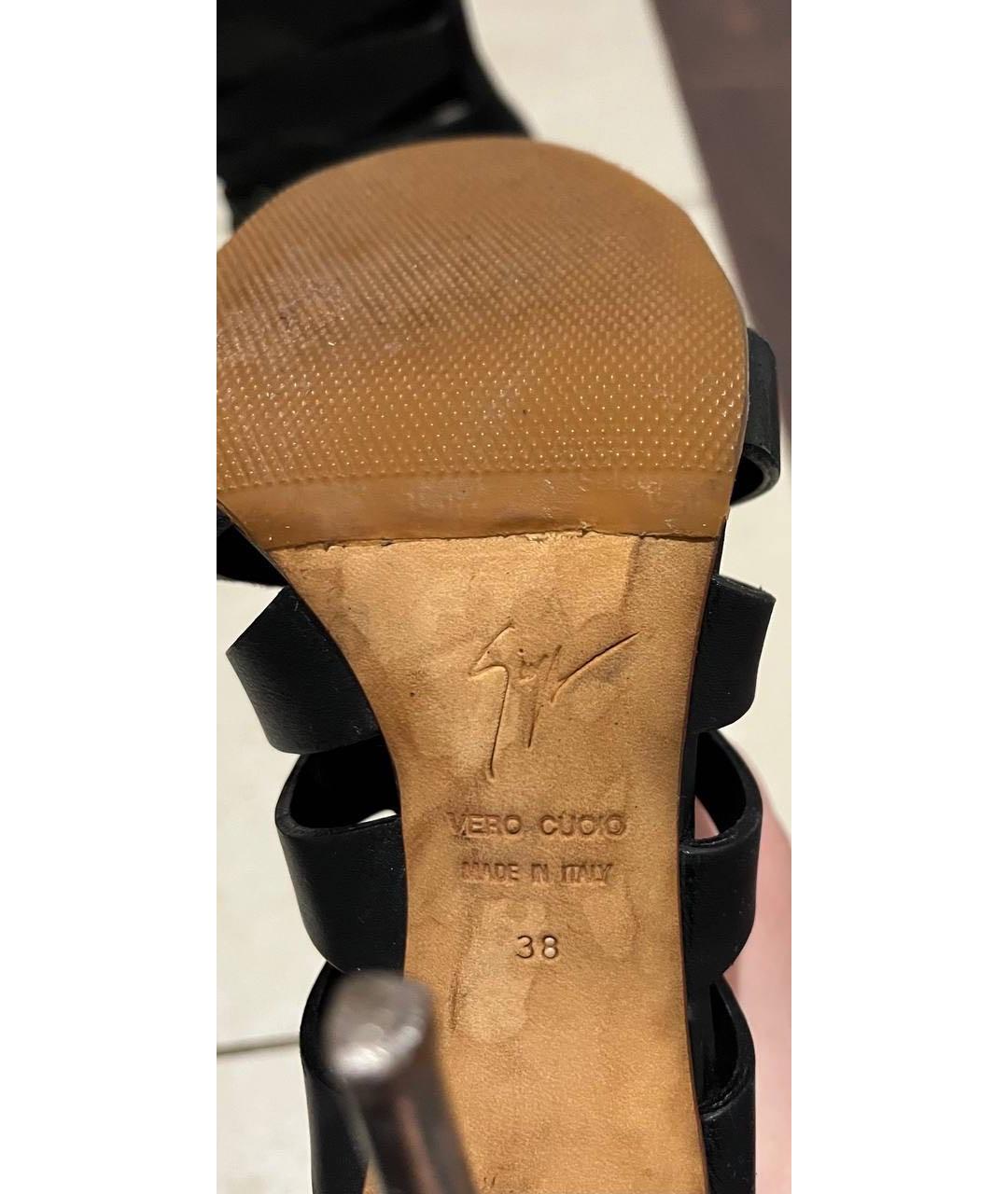 GIUSEPPE ZANOTTI DESIGN Черные кожаные босоножки, фото 3