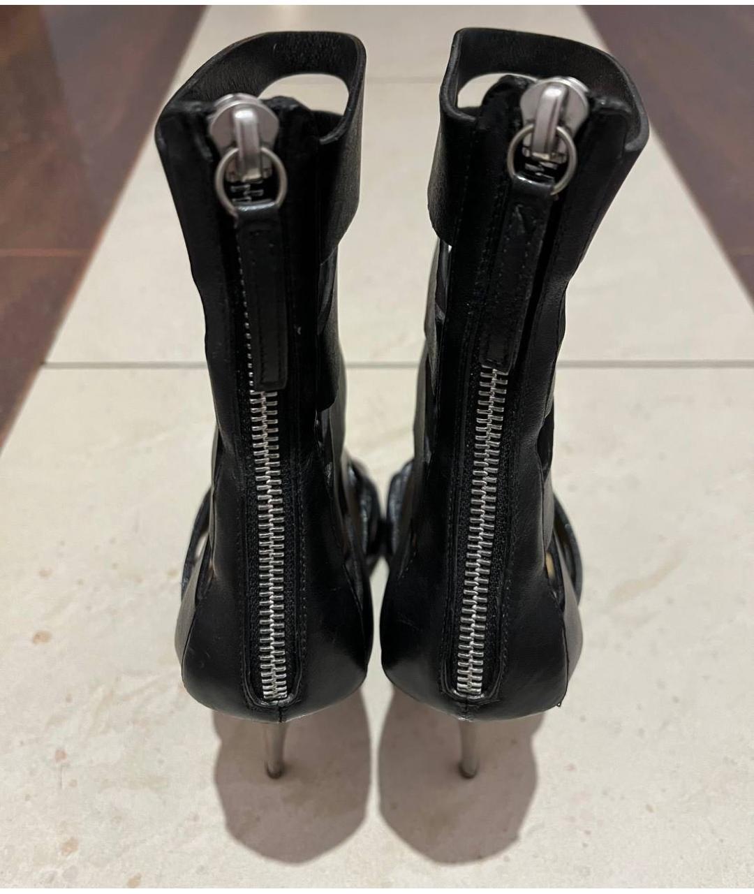GIUSEPPE ZANOTTI DESIGN Черные кожаные босоножки, фото 4