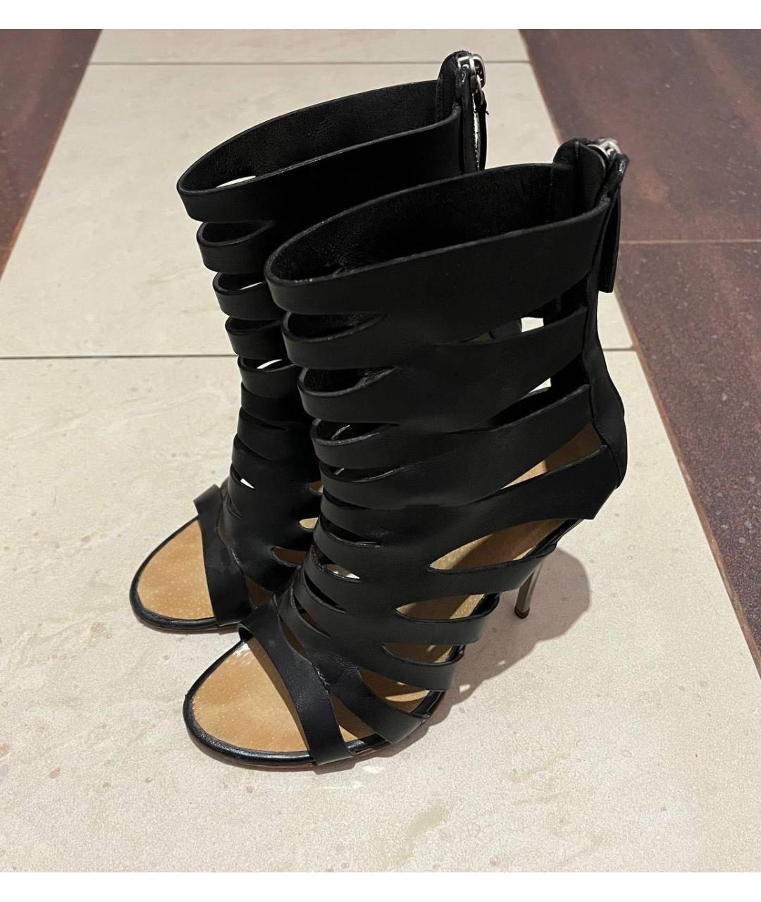GIUSEPPE ZANOTTI DESIGN Черные кожаные босоножки, фото 2