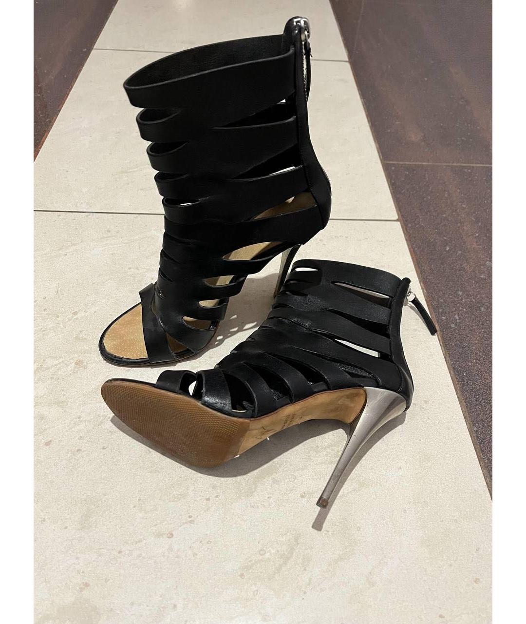 GIUSEPPE ZANOTTI DESIGN Черные кожаные босоножки, фото 5