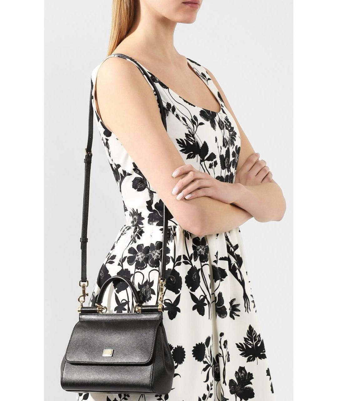 DOLCE&GABBANA Черная кожаная сумка с короткими ручками, фото 8