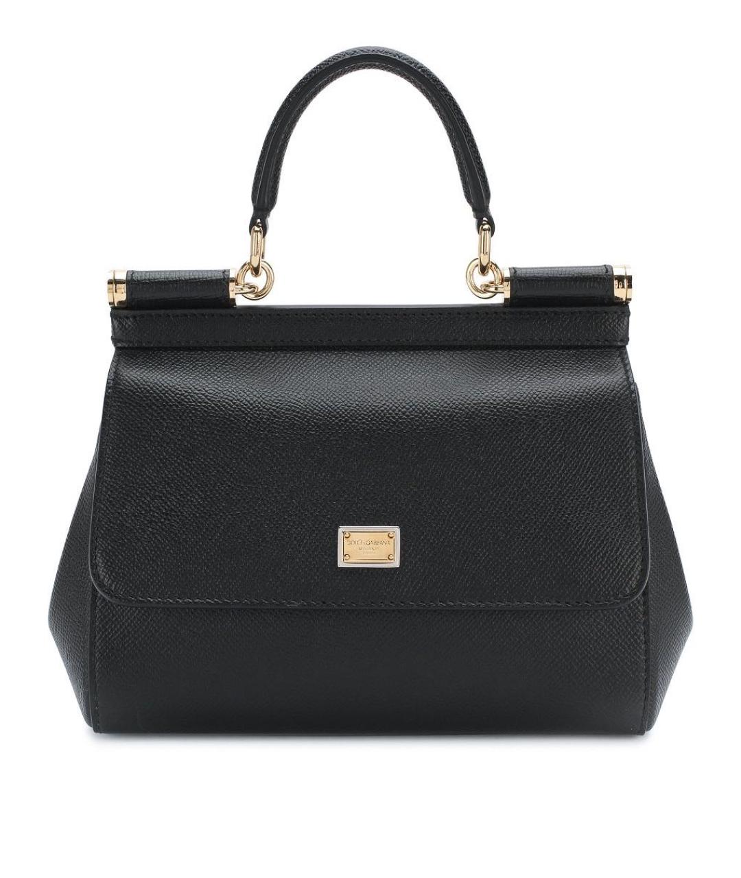 DOLCE&GABBANA Черная кожаная сумка с короткими ручками, фото 9