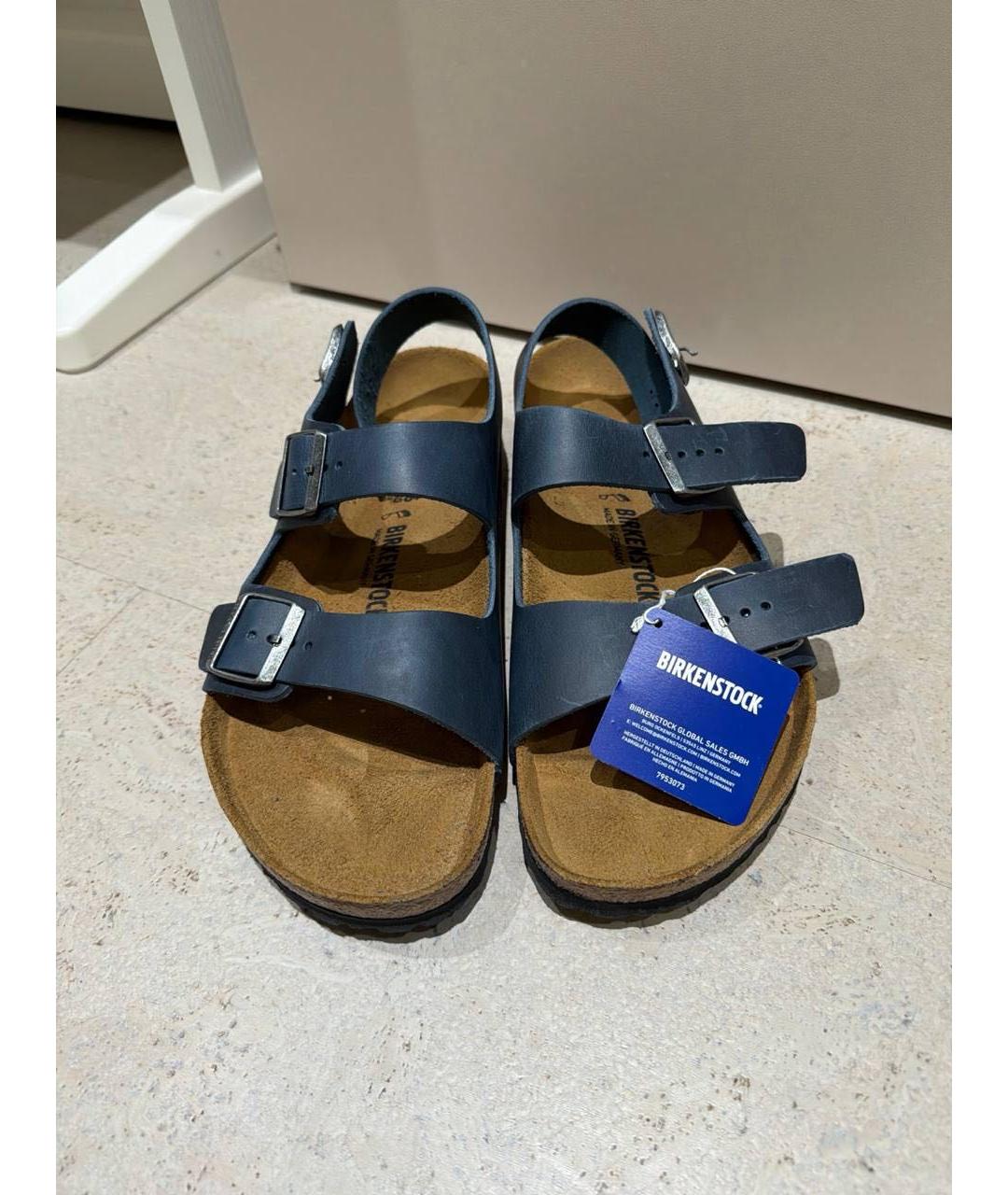 BIRKENSTOCK Синие кожаные сандалии, фото 2