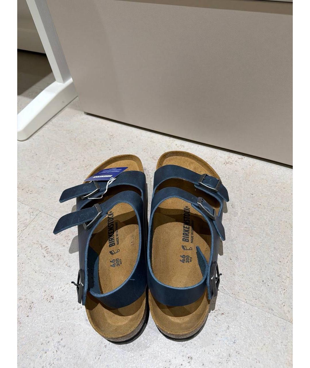 BIRKENSTOCK Синие кожаные сандалии, фото 4