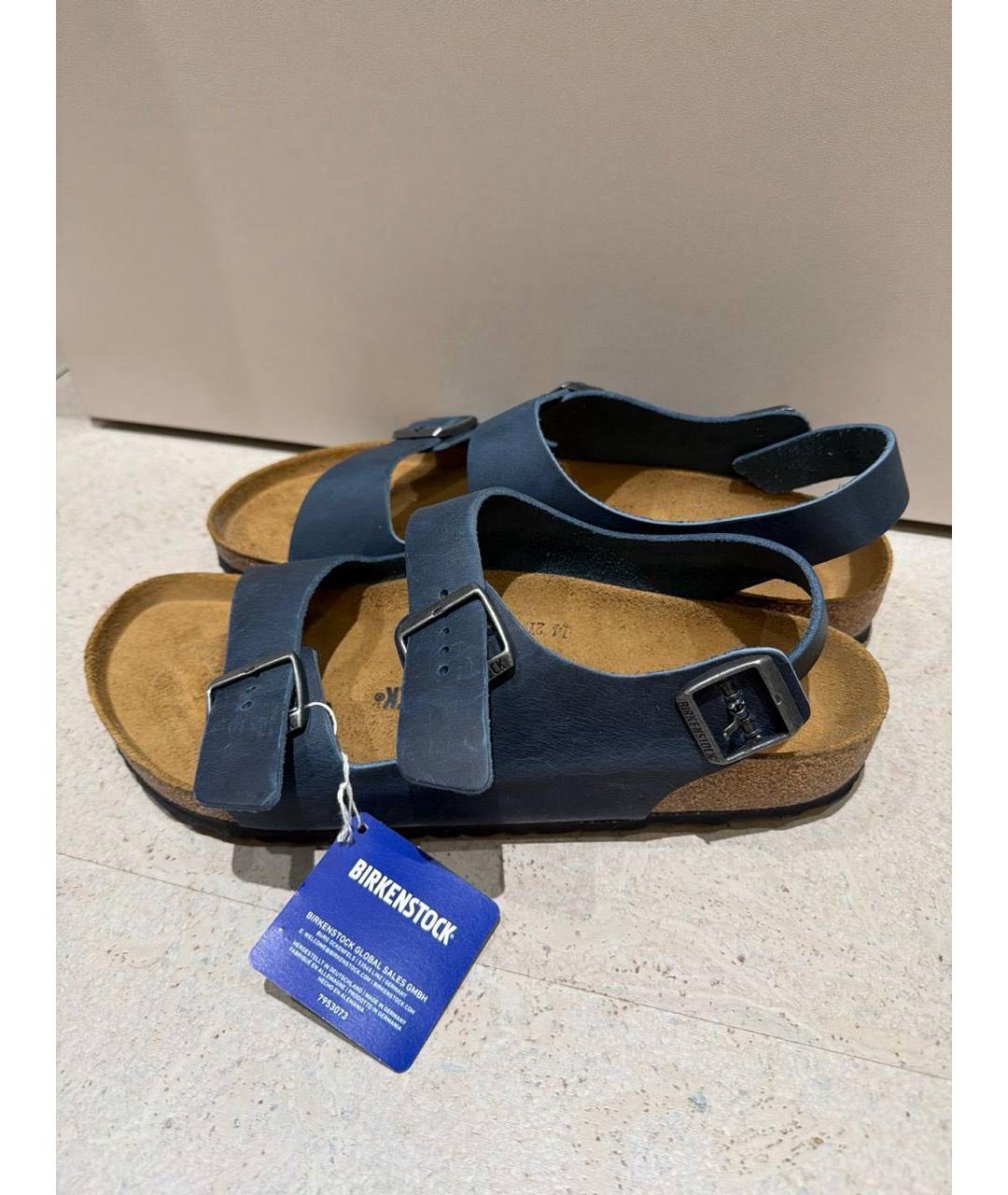 BIRKENSTOCK Синие кожаные сандалии, фото 3