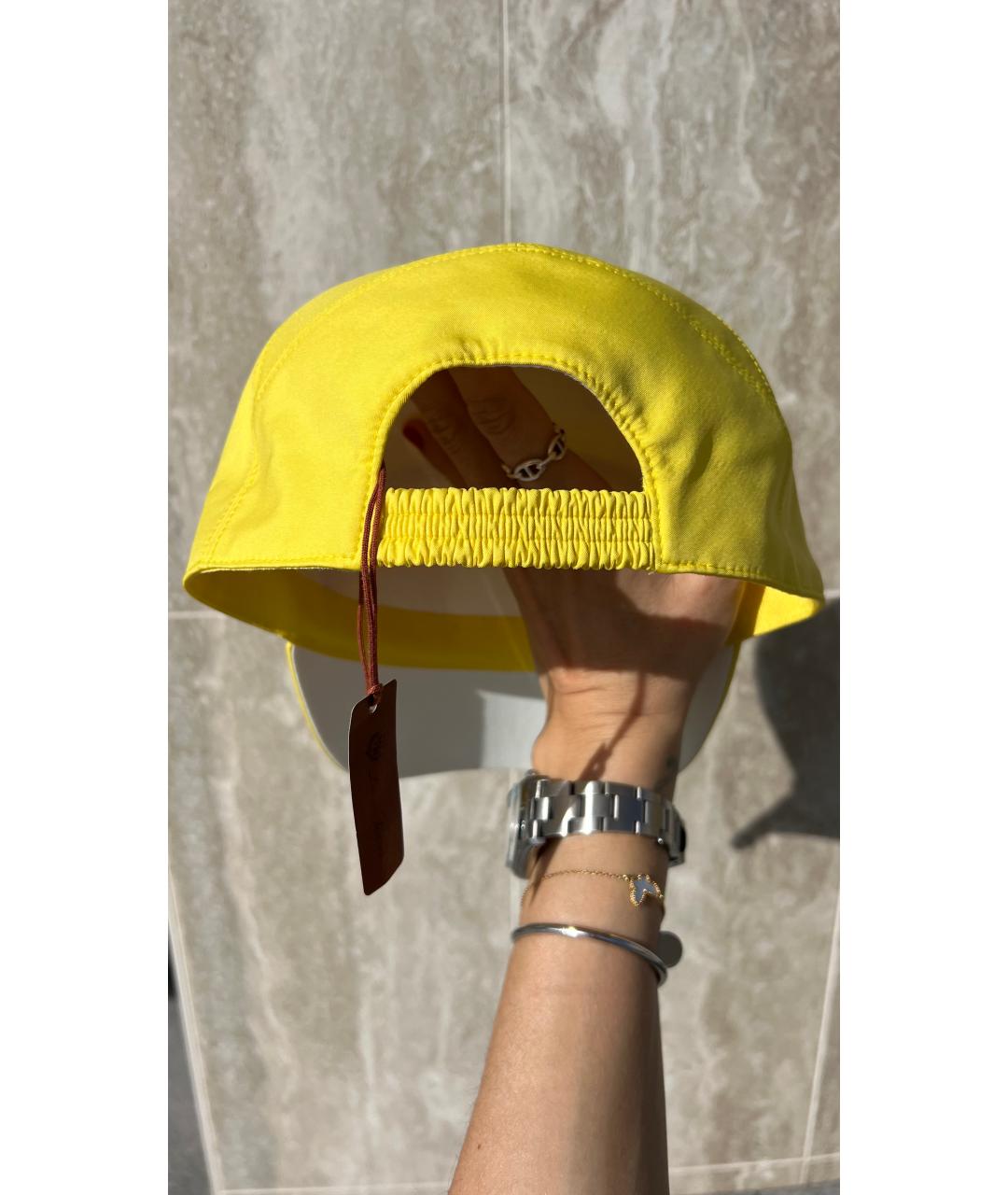 LORO PIANA Желтая льняная кепка, фото 4