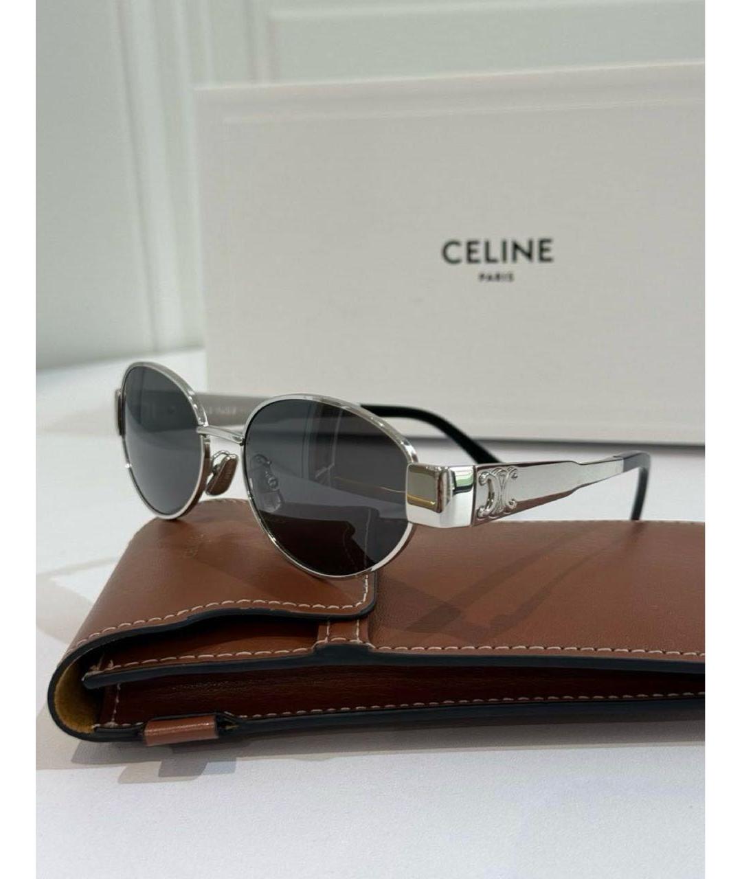 CELINE Серебряные металлические солнцезащитные очки, фото 3