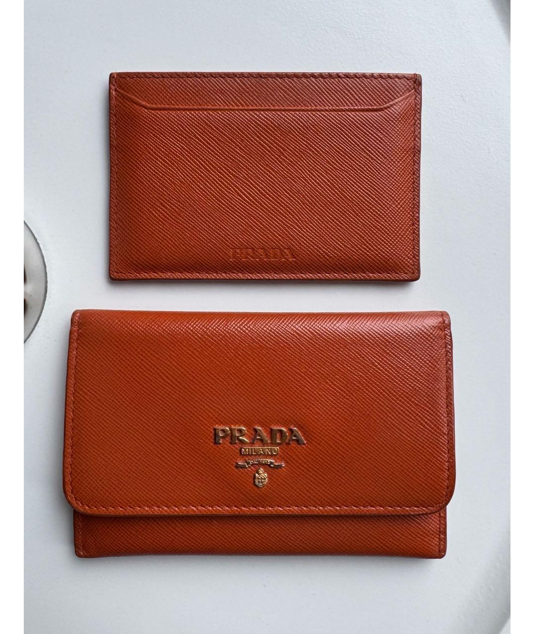 PRADA Оранжевый кожаный кардхолдер, фото 7