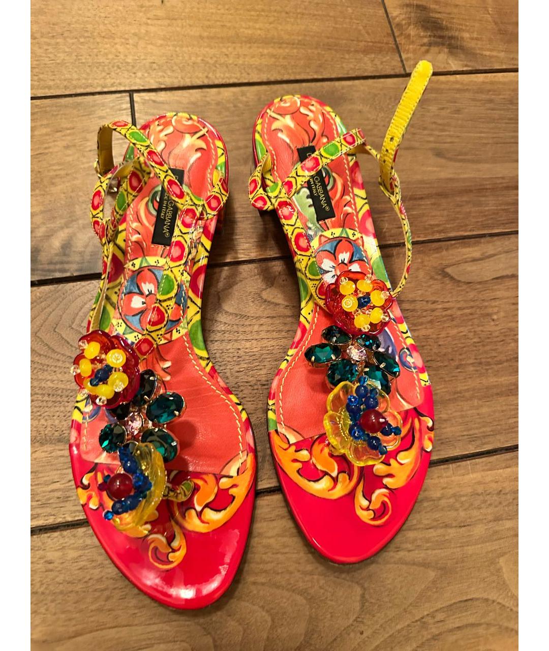DOLCE&GABBANA Мульти кожаные босоножки, фото 8