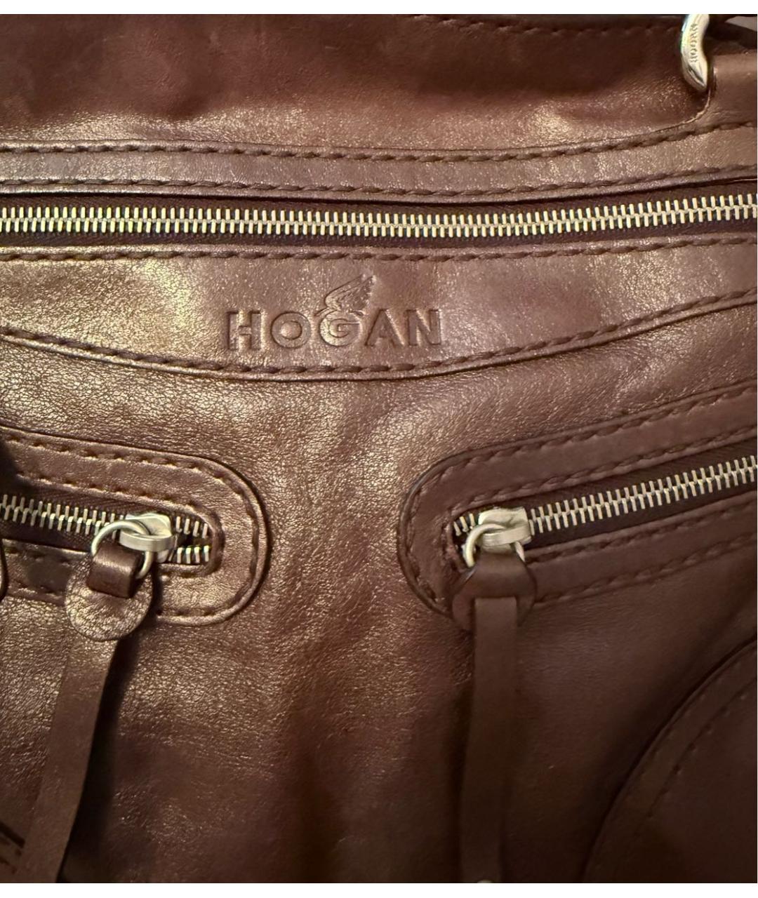 HOGAN Коричневая кожаная сумка тоут, фото 5