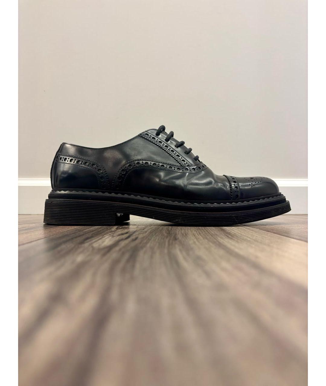 DOLCE&GABBANA Черные кожаные туфли, фото 8