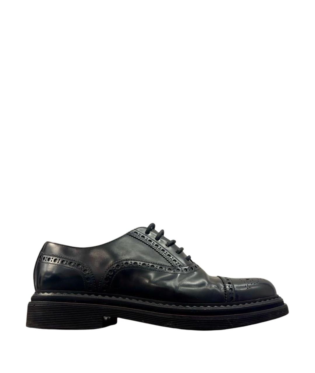 DOLCE&GABBANA Черные кожаные туфли, фото 1