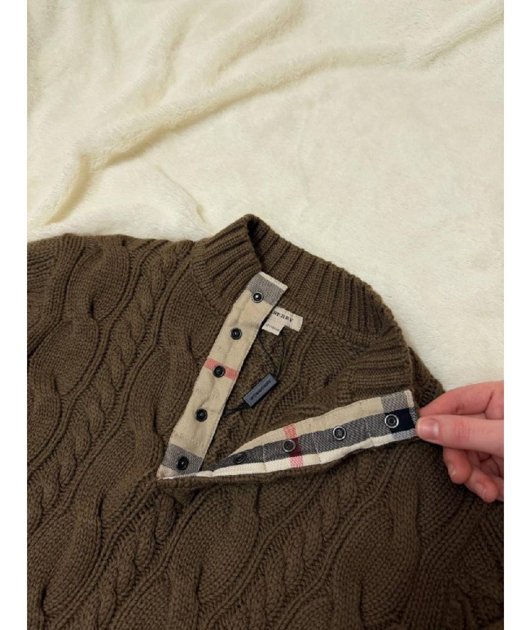 BURBERRY Хаки шерстяной джемпер / свитер, фото 3