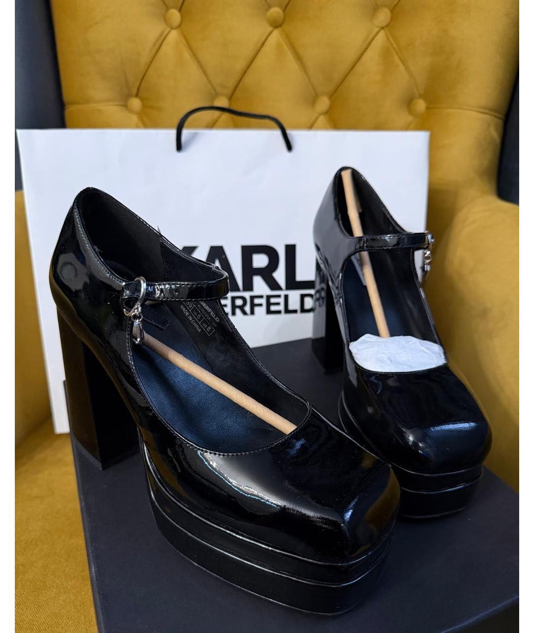 KARL LAGERFELD Черные туфли из лакированной кожи, фото 3
