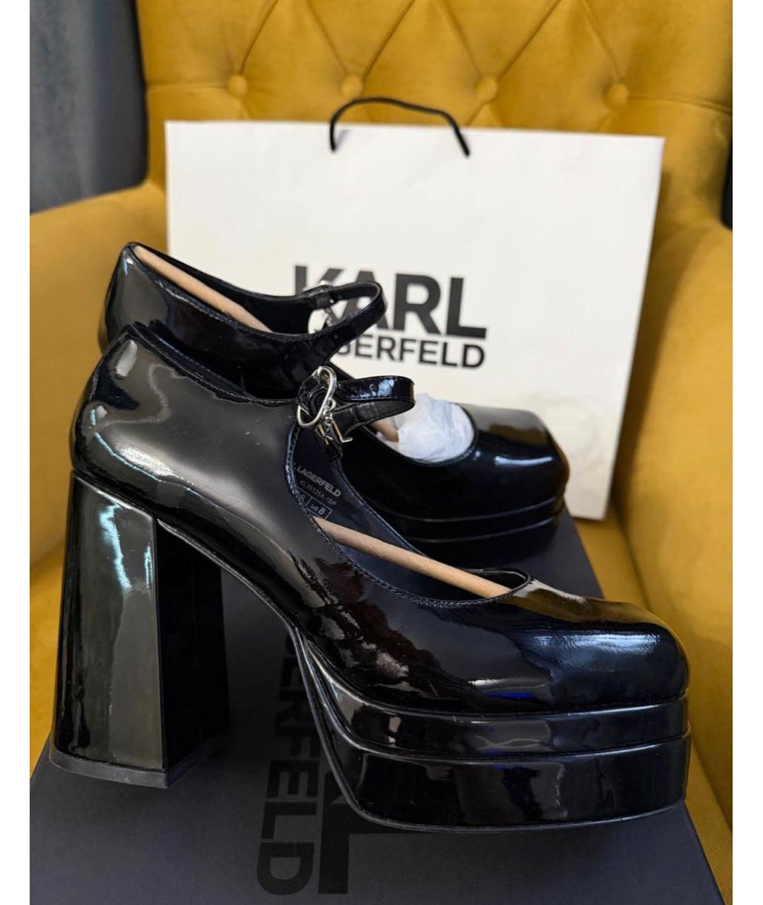 KARL LAGERFELD Черные туфли из лакированной кожи, фото 2