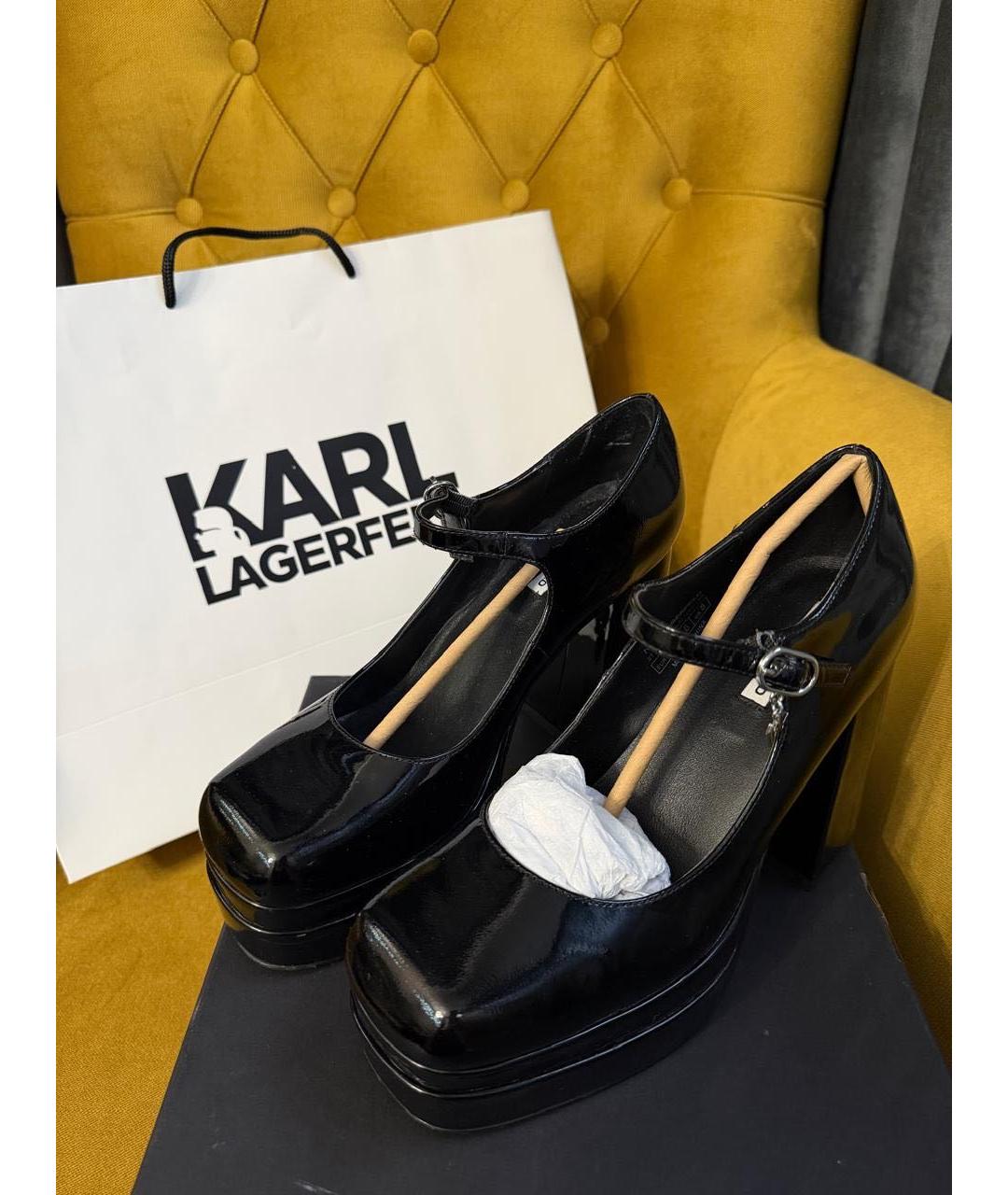 KARL LAGERFELD Черные туфли из лакированной кожи, фото 4