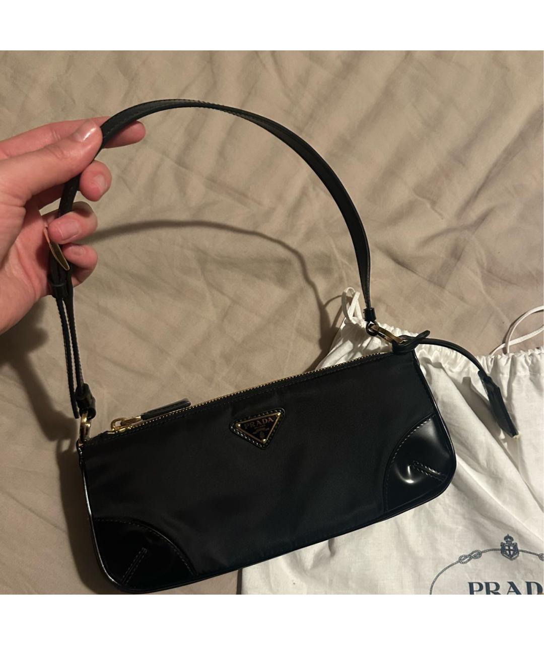 PRADA Черная тканевая сумка с короткими ручками, фото 3