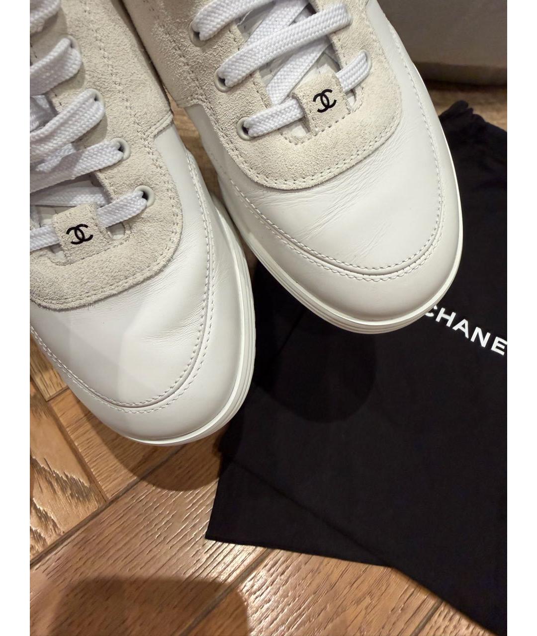 CHANEL Белые кожаные кеды, фото 7