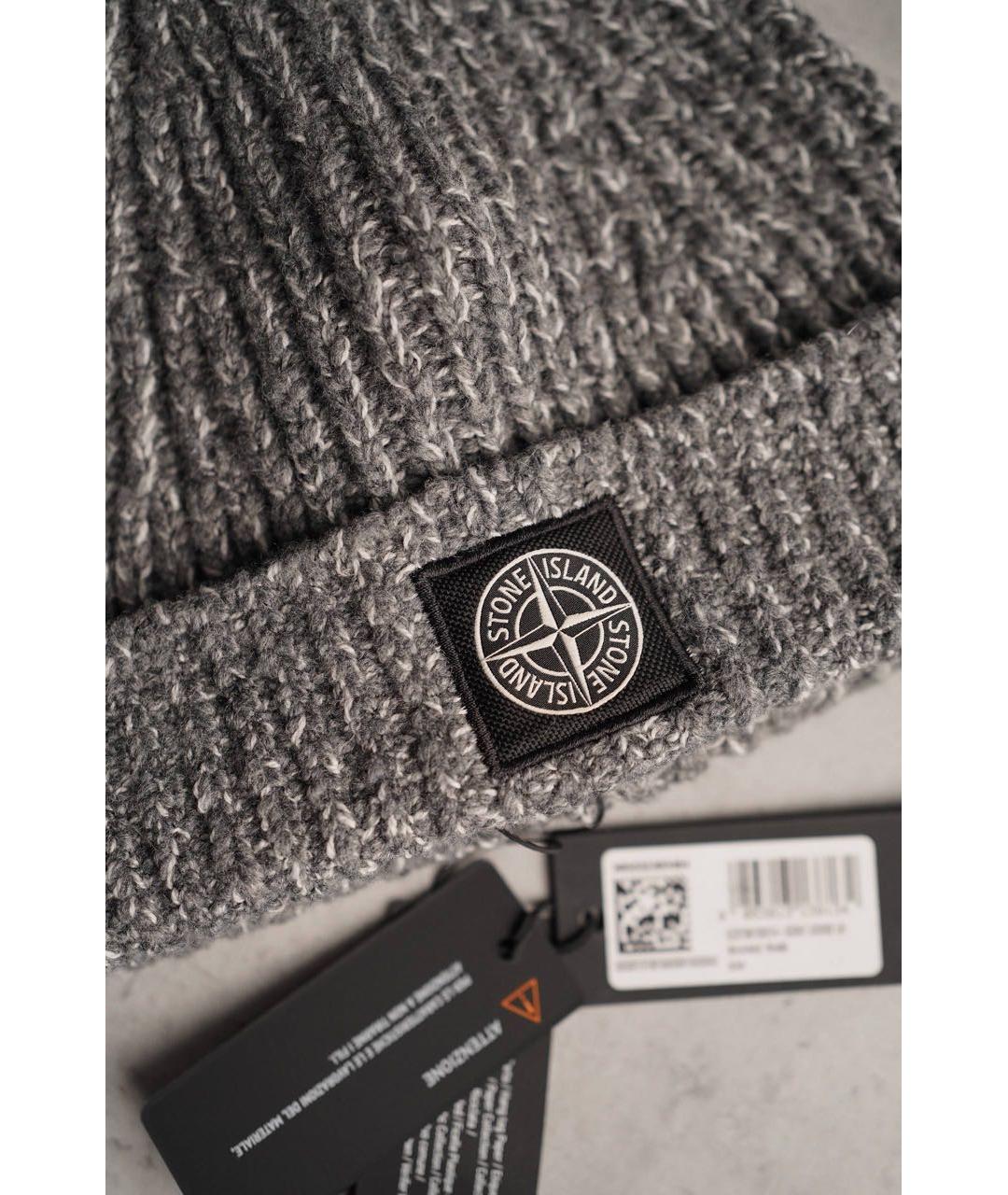 STONE ISLAND Серая шерстяная шапка, фото 3