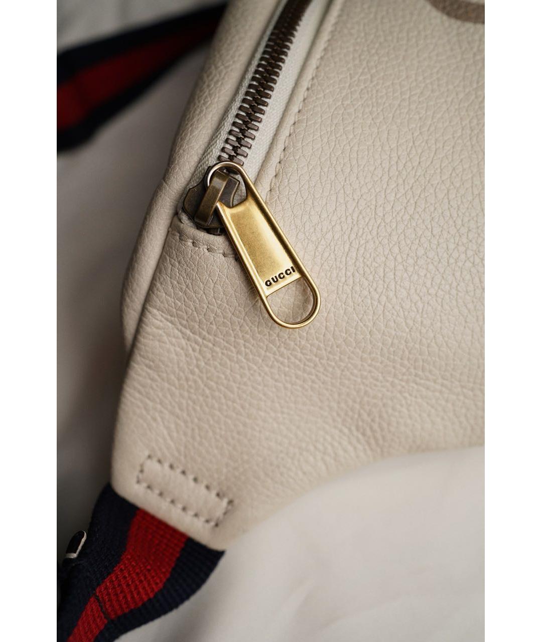 GUCCI Бежевая кожаная поясная сумка, фото 6