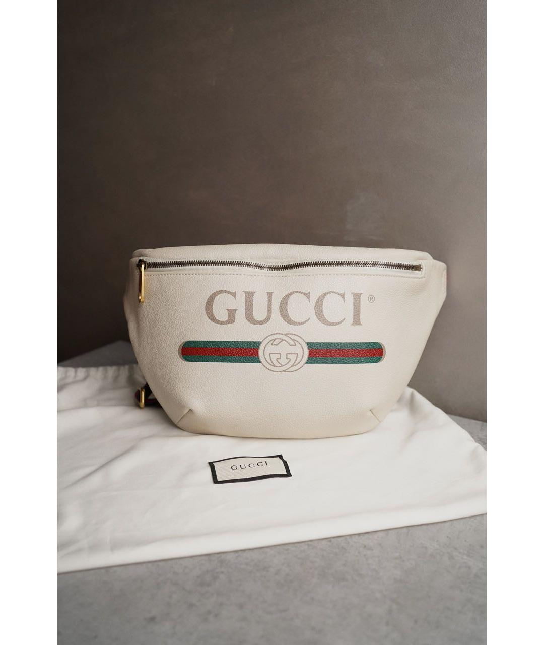 GUCCI Бежевая кожаная поясная сумка, фото 8