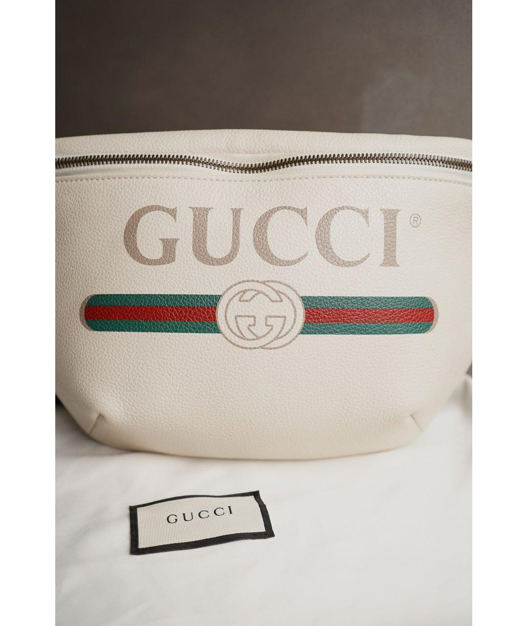 GUCCI Бежевая кожаная поясная сумка, фото 7