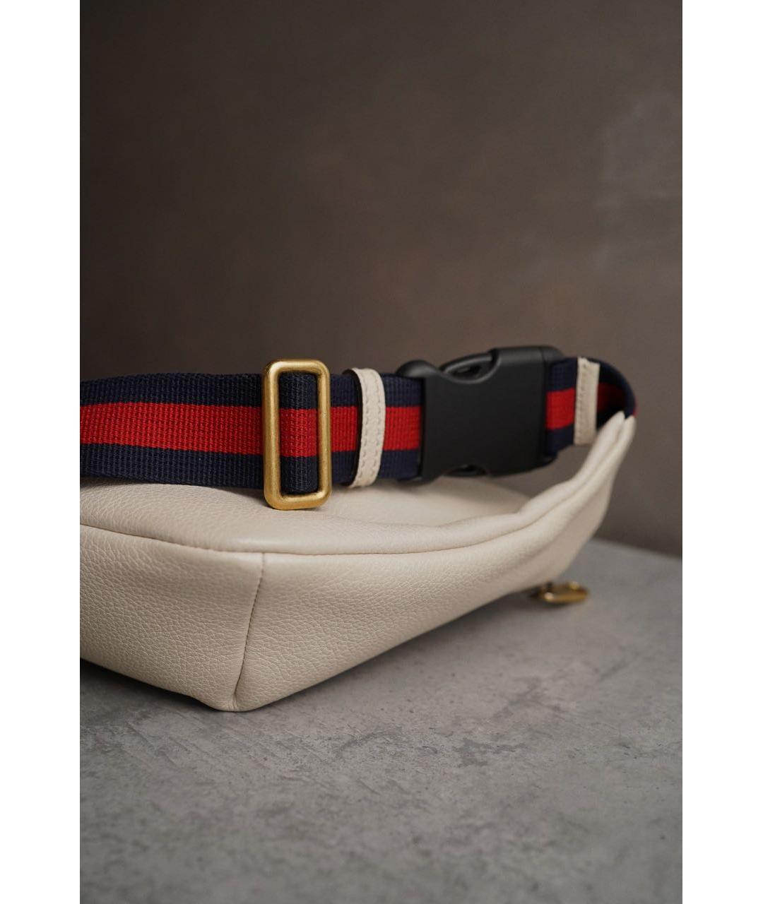 GUCCI Бежевая кожаная поясная сумка, фото 2