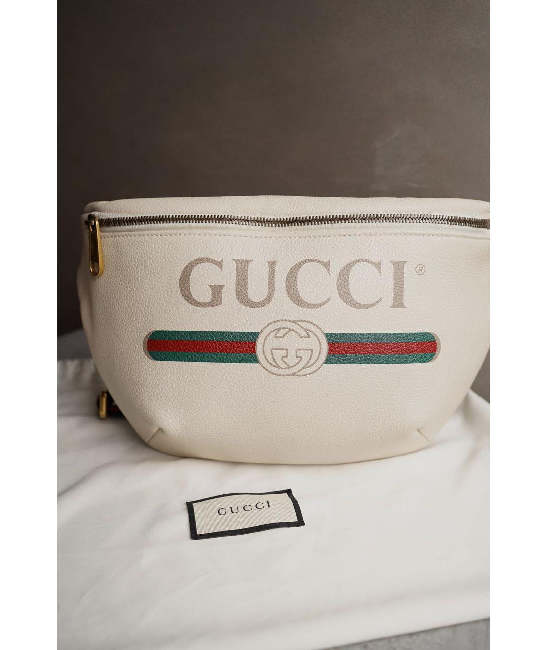 GUCCI Бежевая кожаная поясная сумка, фото 3