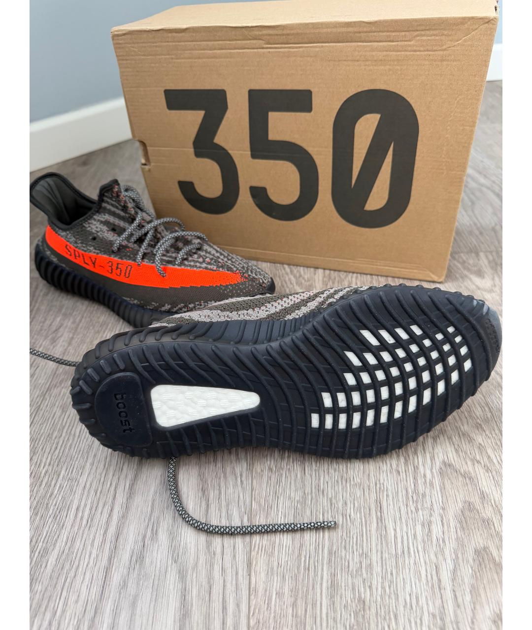 ADIDAS YEEZY Серые текстильные низкие кроссовки / кеды, фото 3