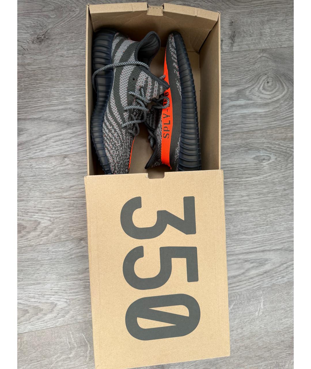 ADIDAS YEEZY Серые текстильные низкие кроссовки / кеды, фото 2