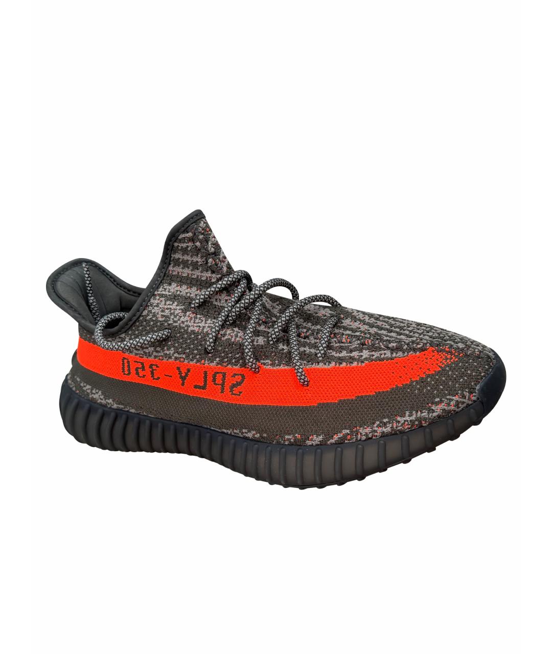 ADIDAS YEEZY Серые текстильные низкие кроссовки / кеды, фото 1