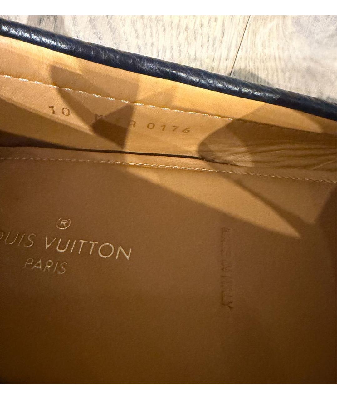 LOUIS VUITTON Темно-синие кожаные мокасины, фото 5